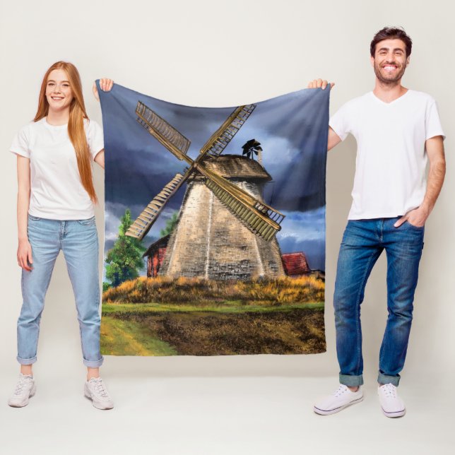 Landschaft und Wetter in den Niederlanden Zeichnen Fleecedecke (Beispiel)