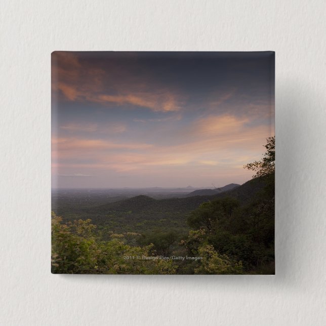 Landschaft unter einem Sonnenuntergang Button (Vorderseite)