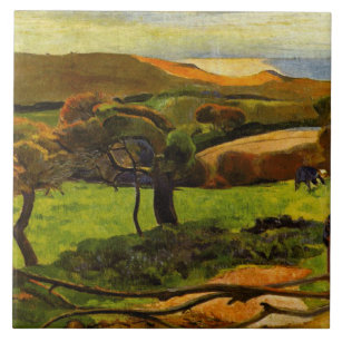 Landschaft Von Bretagne durch Paul Gauguin Fliese