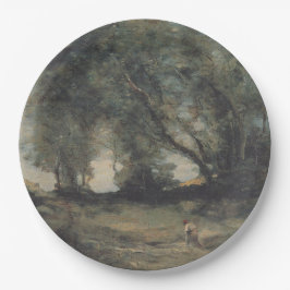 Landschaft (von Camille Corot) Pappteller