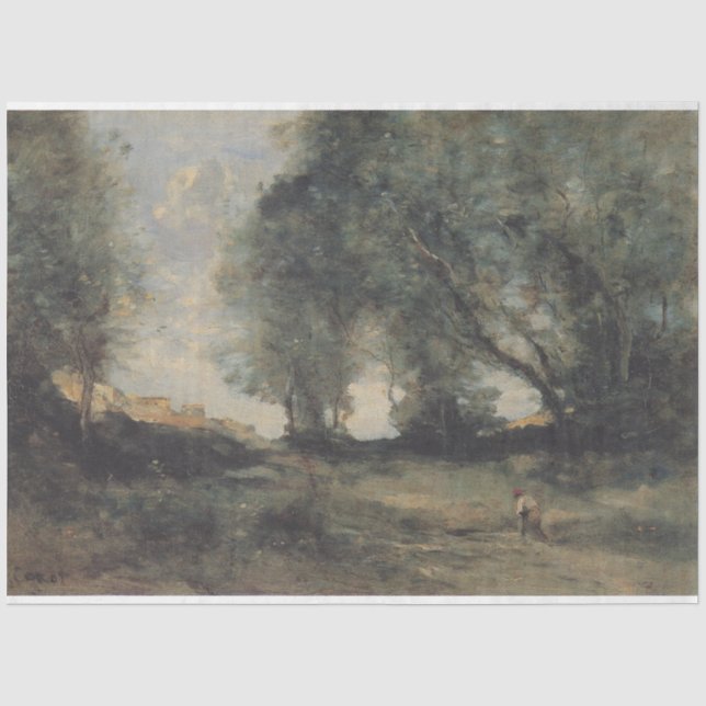 Landschaft (von Camille Corot) Seidenpapier (Vorderseite)
