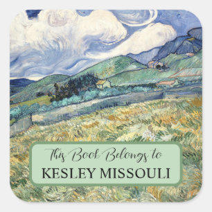 Landschaft von Saint-Rémy von Vincent Van Gogh Quadratischer Aufkleber