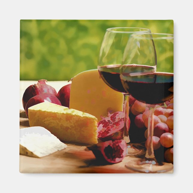 Landschaft Wein, Käse & Obst Magnet (Vorne)