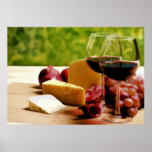 Landschaft Wein, Käse & Obst Poster