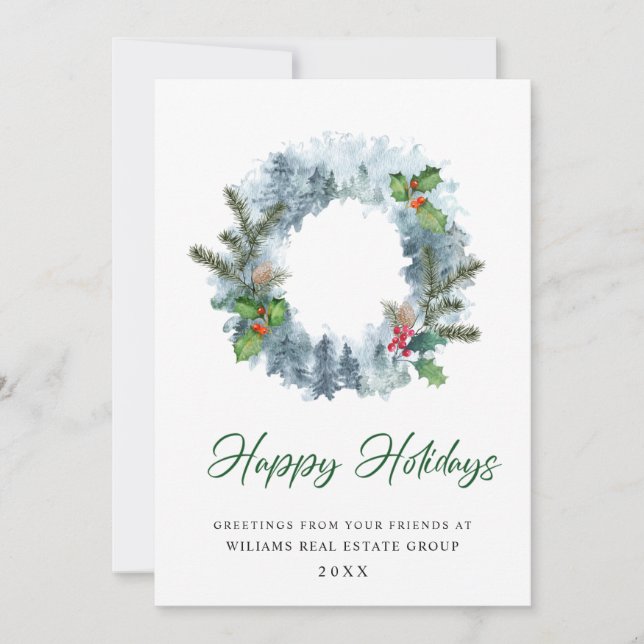 Landschaft Wreath Holiday Berry Unternehmensgrüßen Feiertagskarte (Vorderseite)