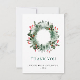 Landschaft Wreath Holly Berry Pine Forest Weihnach Dankeskarte