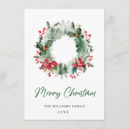 Landschaft Wreath Holly Berry Pine Forest Weihnach Feiertagskarte