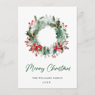 Landschaft Wreath Holly Berry Pine Forest Weihnach Feiertagskarte