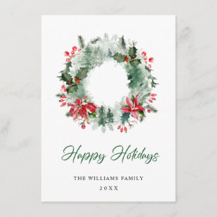 Landschaft Wreath Holly Berry Pine Forest Weihnach Feiertagskarte