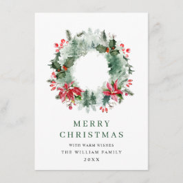 Landschaft Wreath Holly Berry Pine Forest Weihnach Feiertagskarte