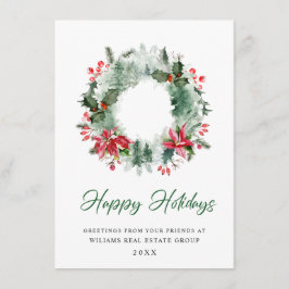 Landschaft Wreath Holly Berry Pine Forest Weihnach Feiertagskarte