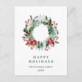 Landschaft Wreath Holly Berry Pine Forest Weihnach Postkarte
