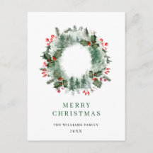 Landschaft Wreath Holly Berry Pine Forest Weihnach
