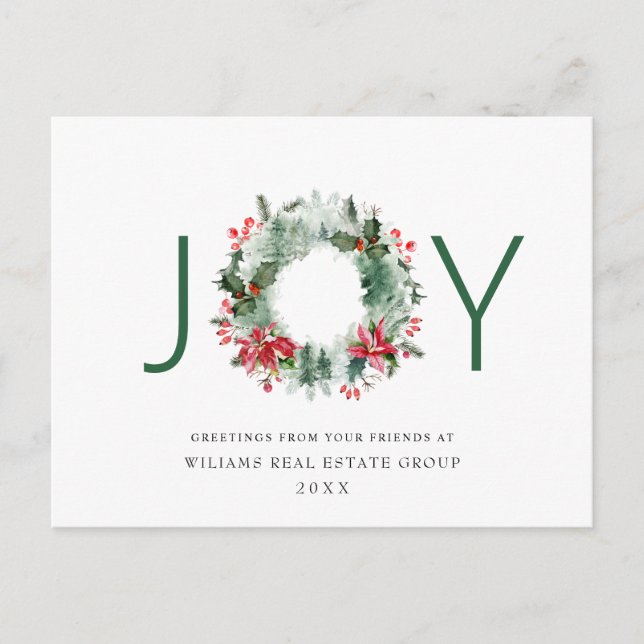 Landschaft Wreath Holly Berry Pine Forest Weihnach Postkarte (Vorderseite)