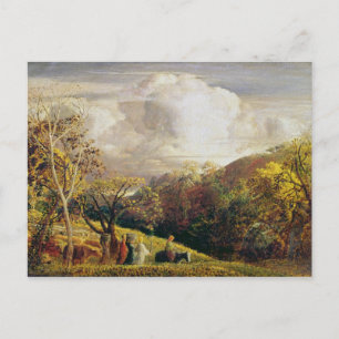 Landschaft, Zahlen und Vieh Postkarte