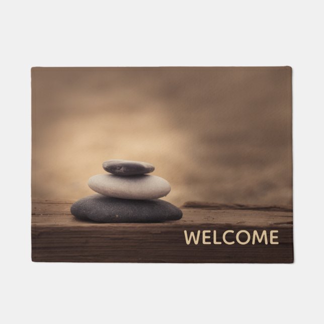 Landschaft, Zen-Steine Braun Fußmatte (Vorderseite)