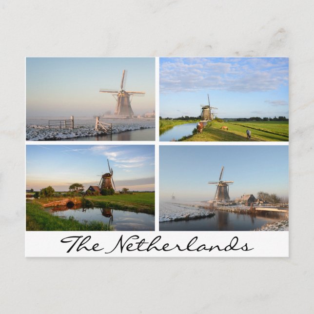 Landschaften mit Windmühlen in der niederländische Postkarte (Vorderseite)