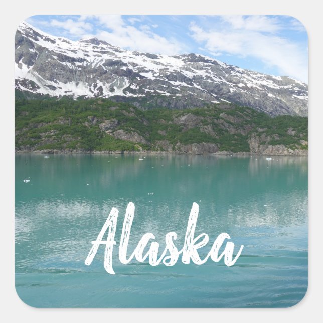 Landschaftlich Alaska Glacier Fjord Quadratischer Aufkleber (Vorderseite)