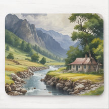 Landschaftlich animierter Fluss Mousepad