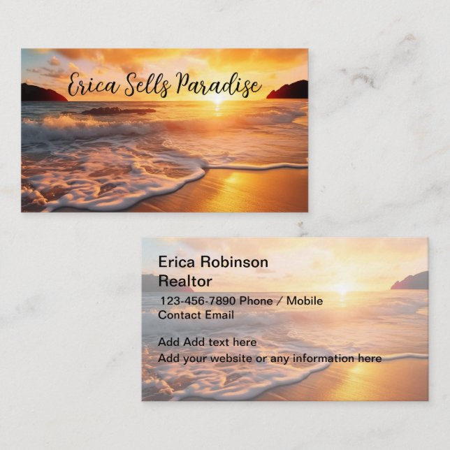 Landschaftlich Beach Realtor Paradise Business Car Visitenkarte (Vorne/Hinten)
