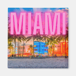 Landschaftlich Neon Miami Waterfront Magnet