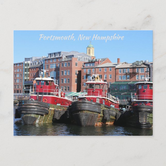 Landschaftlich Portsmouth New Hampshire Hafen Tugb Postkarte (Vorderseite)