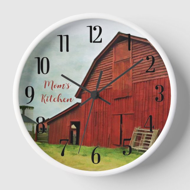 LANDSCHAFTLICH RED RUSTIC BARN UHR (Vorderseite)