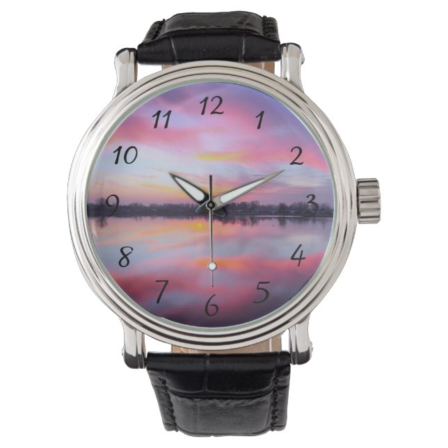 Landschaftlich rosa Landschaft Armbanduhr (Vorderseite)
