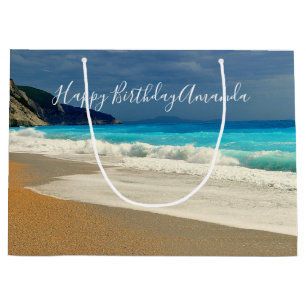 Landschaftlich Türkis Blue Sea Beach Foto Geburtst Große Geschenktüte