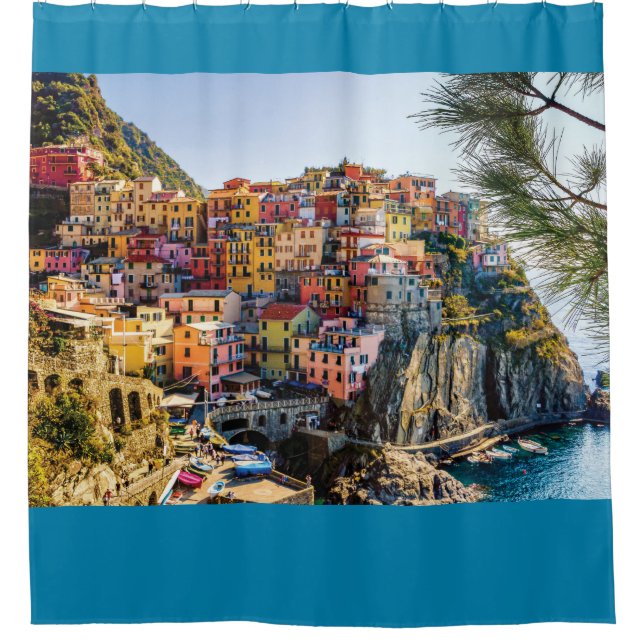 Landschaftlich Village, Cinque Terre, Ligurien, It Duschvorhang (Vorderseite)