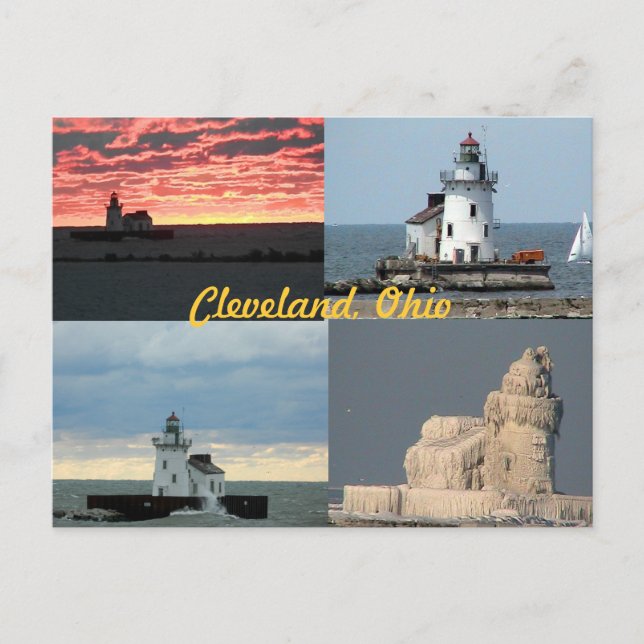 Landschaftlich West Lighthouse (Cleveland, Ohio) P Postkarte (Vorderseite)