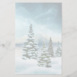 Landschaftlich Winter Wonderland Aquarellmalerei Briefpapier