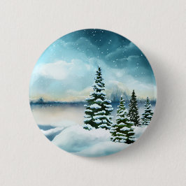 Landschaftlich Winter Wonderland Aquarellmalerei Button