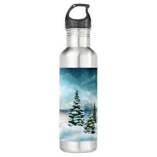 Landschaftlich Winter Wonderland Aquarellmalerei Edelstahlflasche
