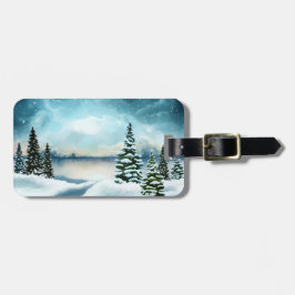 Landschaftlich Winter Wonderland Aquarellmalerei Gepäckanhänger
