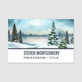 Landschaftlich Winter Wonderland Aquarellmalerei Namensschild