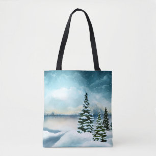 Landschaftlich Winter Wonderland Aquarellmalerei Tasche