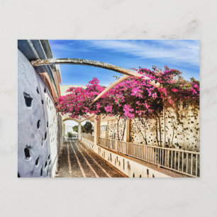 Landschaftliche Allee in Santorin, Griechenland Ankündigungspostkarte