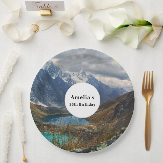 Landschaftliche Alpen Foto Geburtstag Pappteller (Hochzeit)