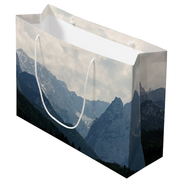 Landschaftliche Alpen Foto Große Geschenktüte (Vorderseite Schrägansicht)