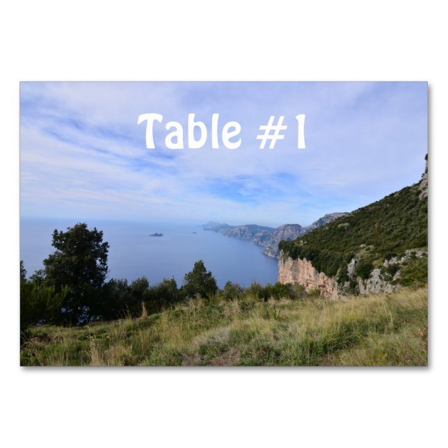 Landschaftliche Amalfi-Küste in Italien Tischnummer (Vorderseite)