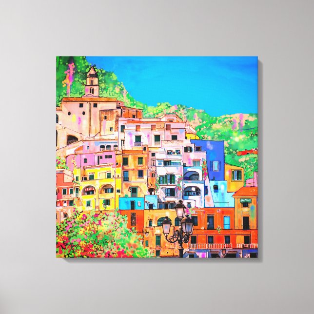 Landschaftliche Amalfi Küste Italien Mittelmeerkli Leinwanddruck (Vorderseite)