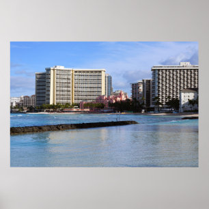 Landschaftliche Ansicht von Waikiki Honolulu Hawai Poster