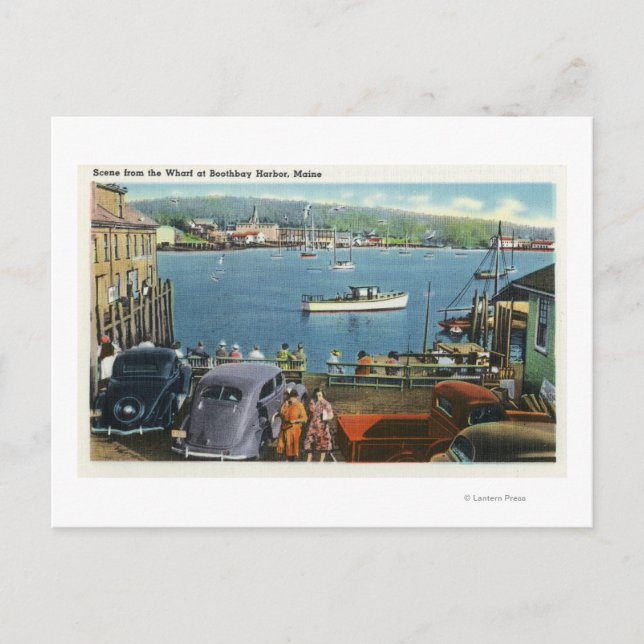 Landschaftliche Aussicht von Wharf aus, Boote und  Postkarte (Vorderseite)