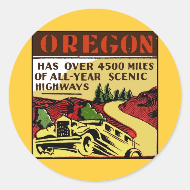 Landschaftliche Autobahnen in Oregon Runder Aufkleber (Vorderseite)