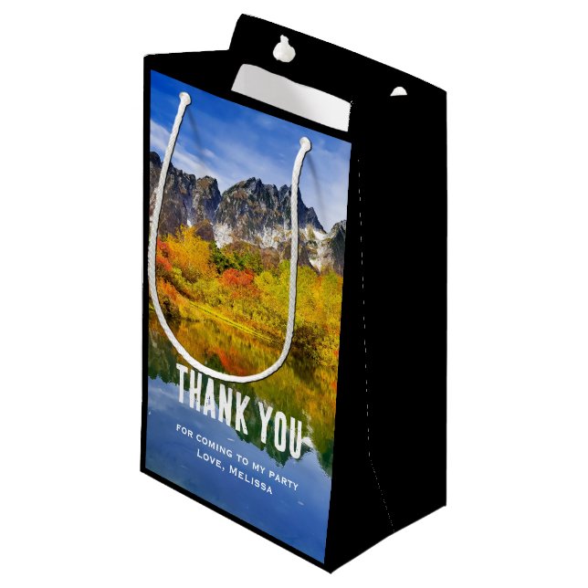Landschaftliche Berge und See Party Vielen Dank Kleine Geschenktüte (Vorderseite Schrägansicht)