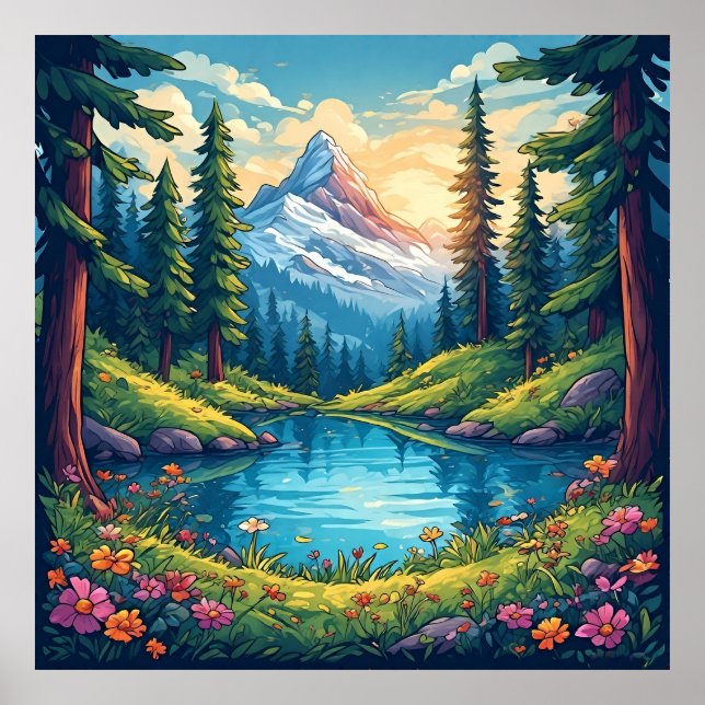 Landschaftliche Berglandschaft am Lago Maggiore Poster (Vorne)