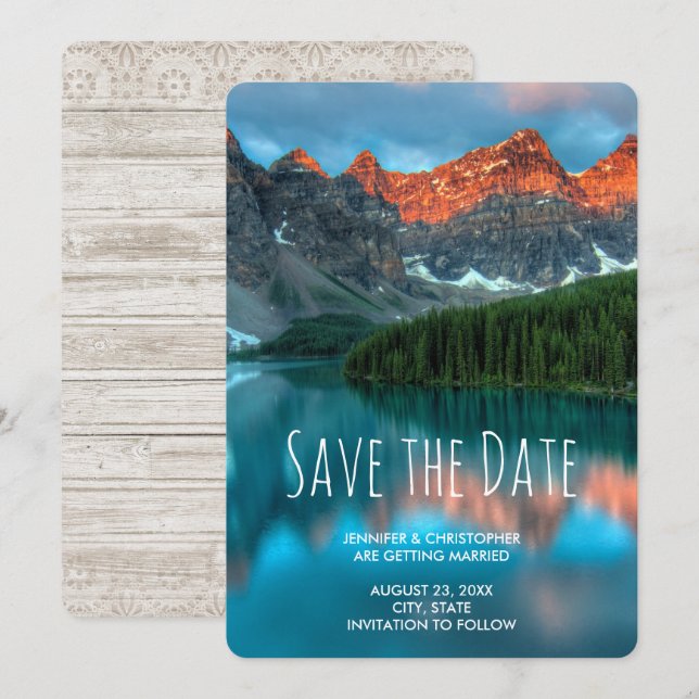 Landschaftliche Berglandschaftsfotografie Hochzeit Save The Date (Vorne/Hinten)