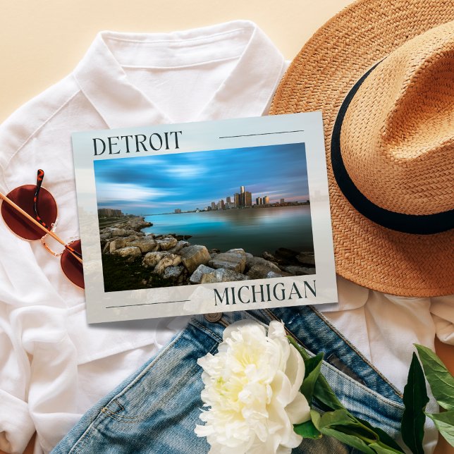 Landschaftliche Detroit Wasserfront Postkarte (Scenic Detroit Postcard)