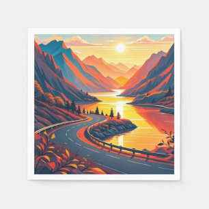 Landschaftliche Fahrt auf kurvenreicher Straße, So Serviette